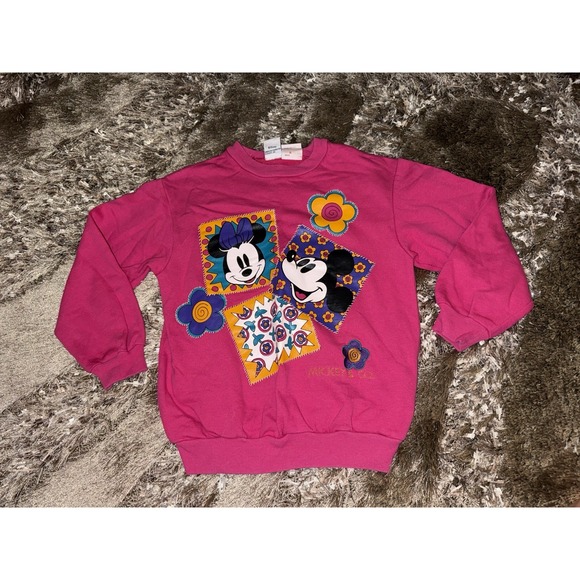 Disney Other - Vintage‎ Disney Girls Sweatshirt Minnie & Mickey Patchwork Girls Size S
